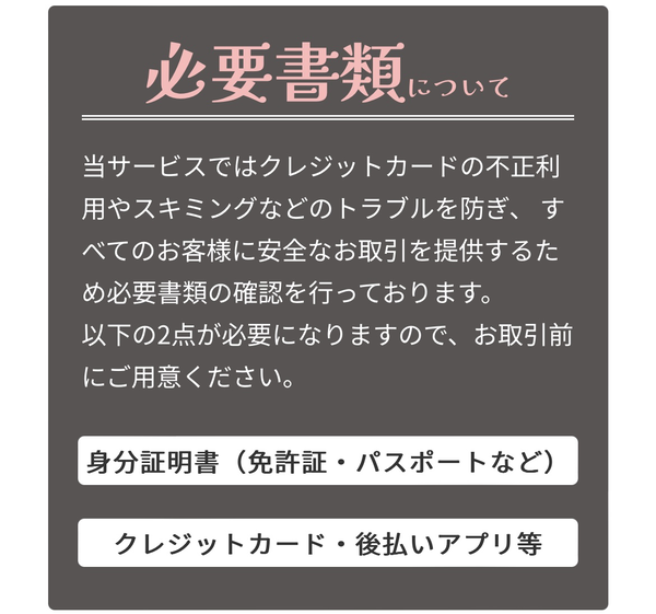 いつでもPAYを利用するには、以下の本人確認書類の提出が必要です。