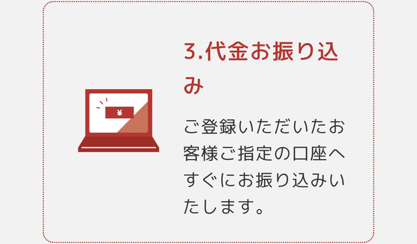 ステップ３：代金お振り込み