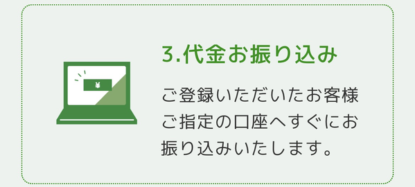 ステップ３：代金お振り込み