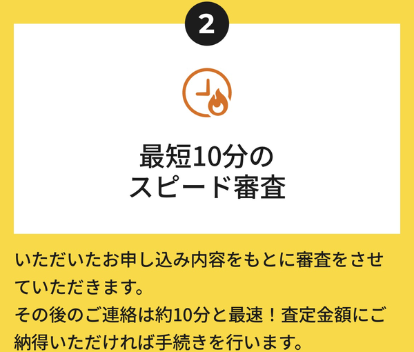 ステップ2：最短10分のスピード審査