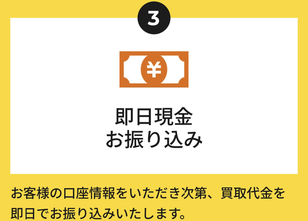 ステップ3：即日現金お振り込み