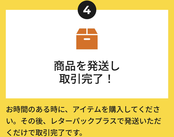 ステップ4：商品を発送し取引完了！