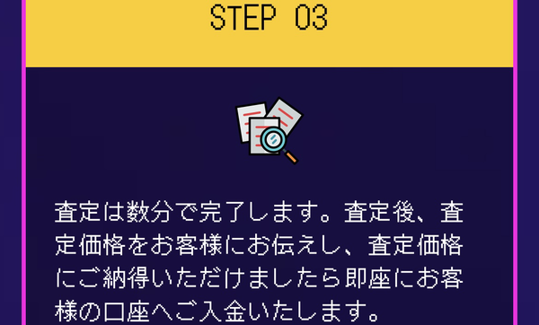 ステップ3：買取代金の即日入金