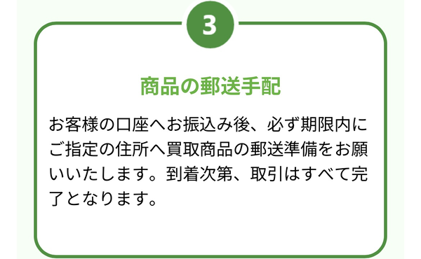 ステップ３：買取商品の発送