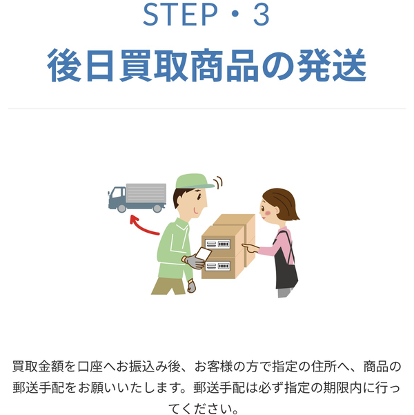 STEP・3 後日買取商品の発送