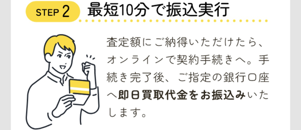 ステップ2:買取査定・買取契約手続き・即日現金化