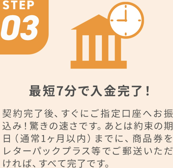 ステップ3:即日現金化・買取商品の発送