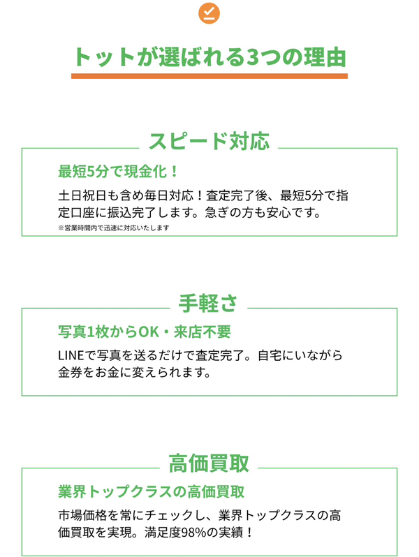 金券買取トット-tott- 先払い買取の特徴