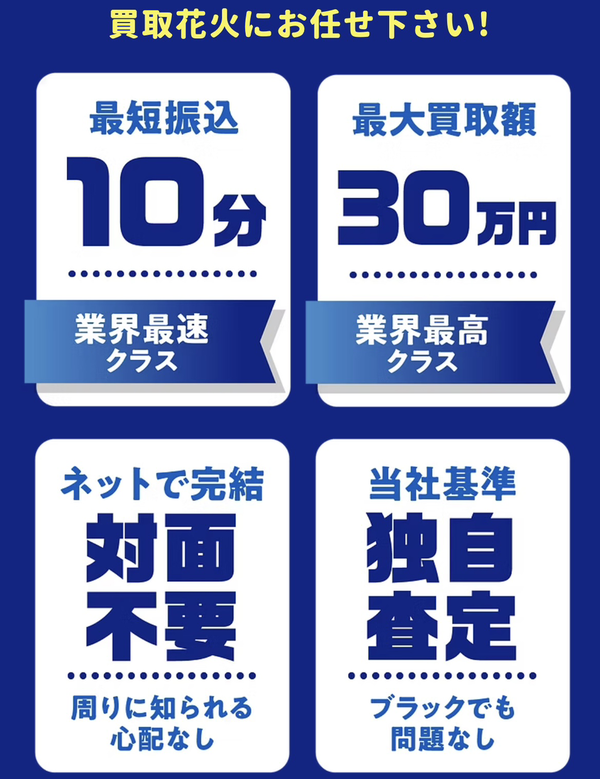 買取花火 先払い買取の特徴