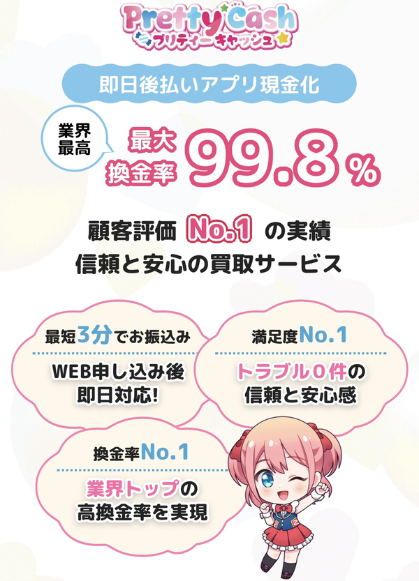 プリティーキャッシュ-PrettyCash- 後払いアプリ現金化の仕組み・換金率・5ch最新口コミ・注意点を徹底解説【2025年最新】